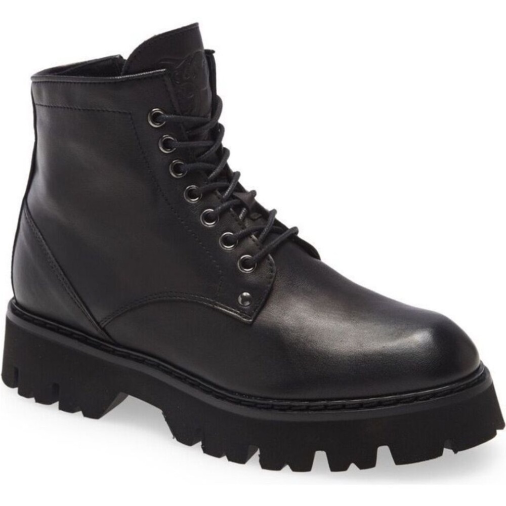 Lita By Ciara Womens Hearted Lambskin Leather Ankle Combat Boots Black sz 37 NIB